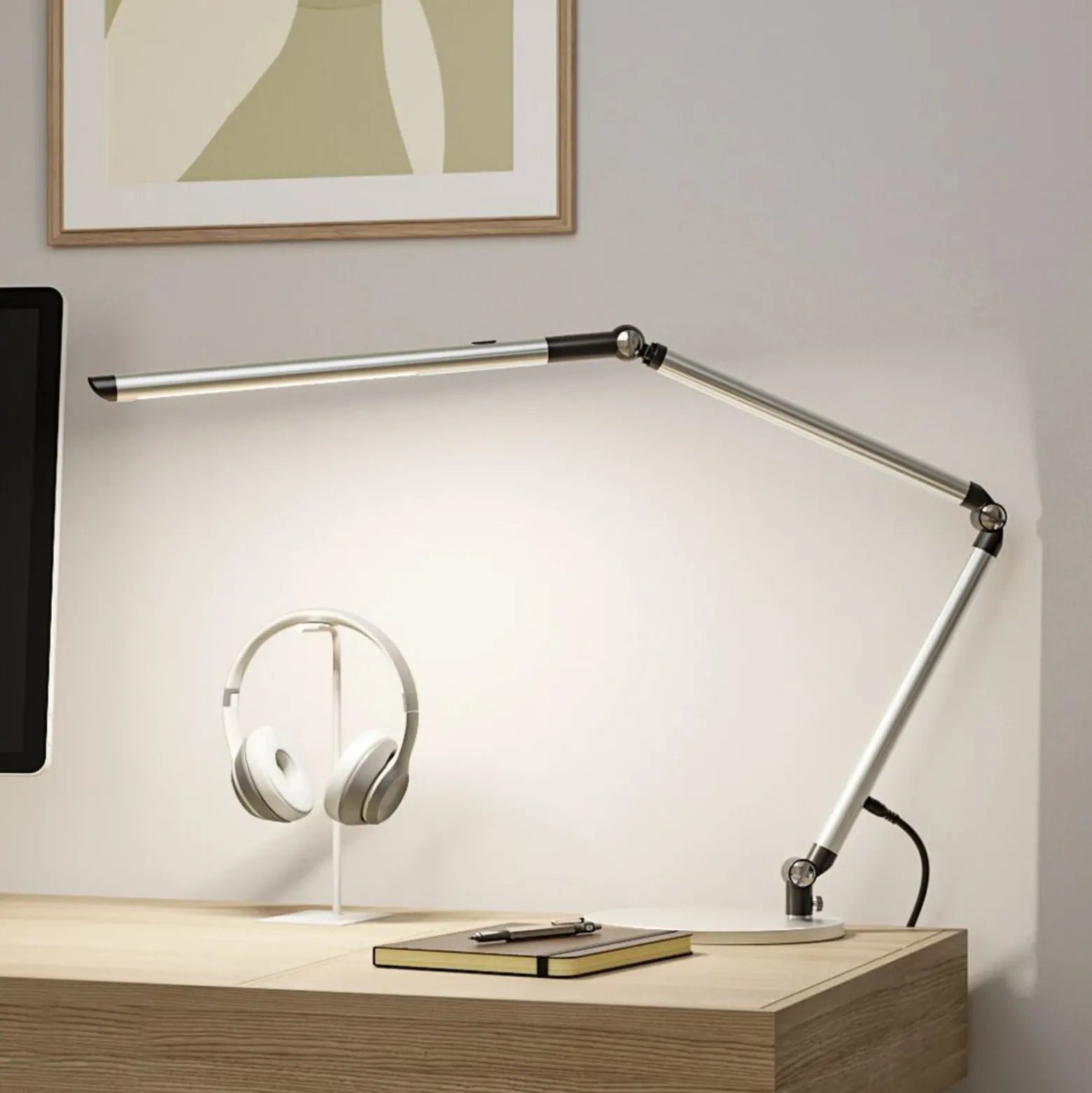 Lámpara de mesa LED FlexBar de Paulmann, plateada, 36 cm, CCT