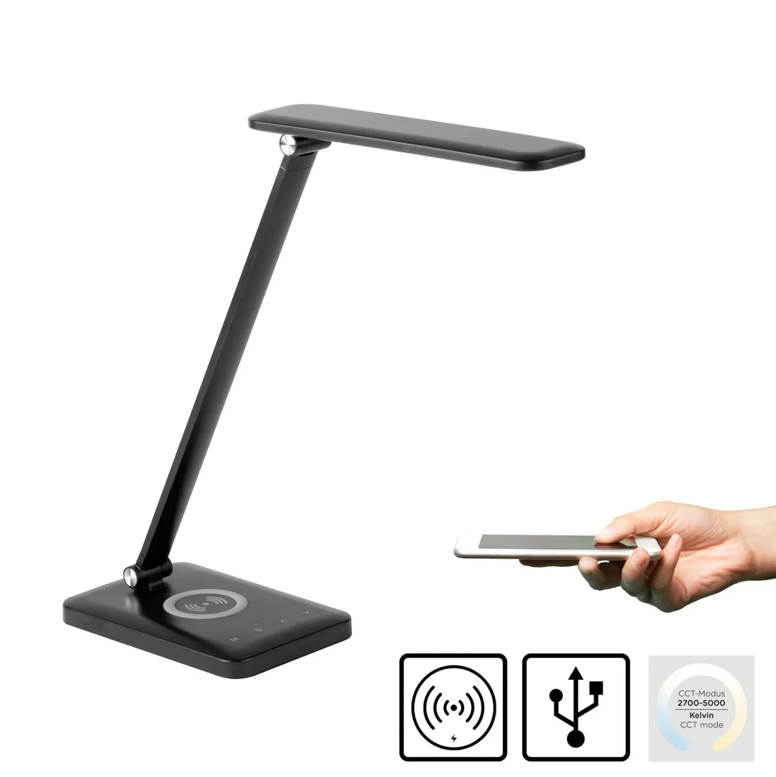 Lámpara de mesa LED Florentina, negro
