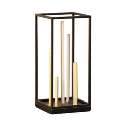 Lámpara de mesa LED Grid, negro/oro, metal, CCT, atenuable