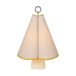 Lámpara de mesa LED Gubi Hornbæk, beige/amarillo, lona