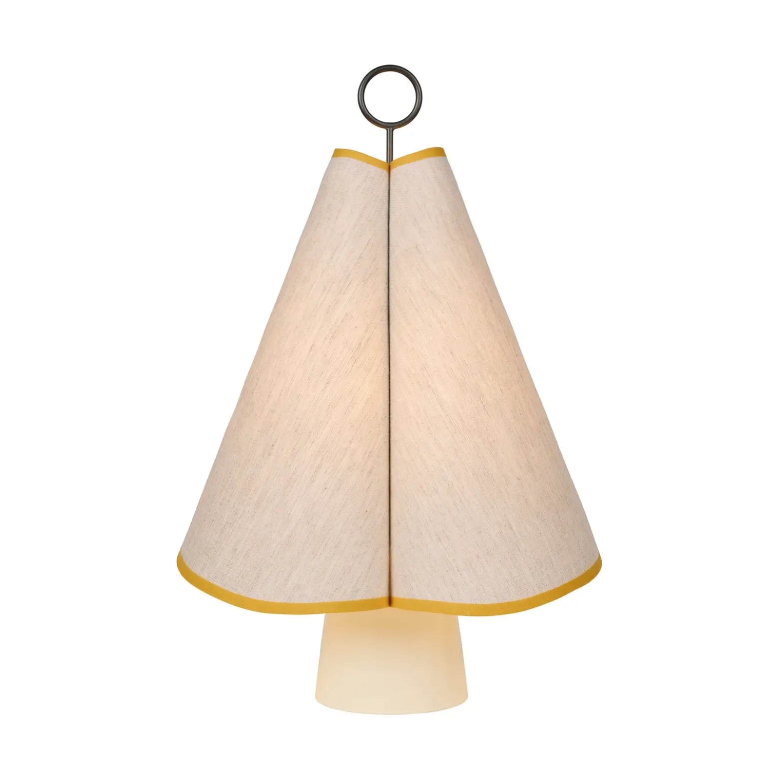 Lámpara de mesa LED Gubi Hornbæk, beige/amarillo, lona