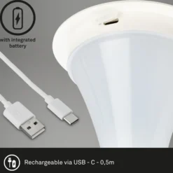 Lámpara de mesa LED Halo, a pilas, blanca
