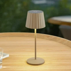 lámpara de mesa LED Lindby Esali, beige, metal, IP65