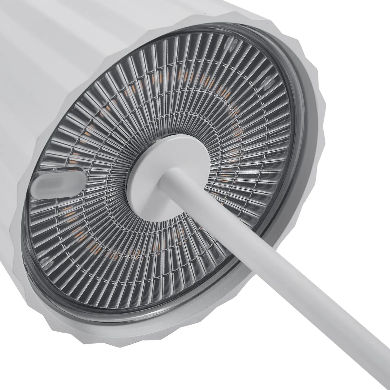 Lámpara de mesa LED Lindby Esali, blanca, ranuras, 29 cm