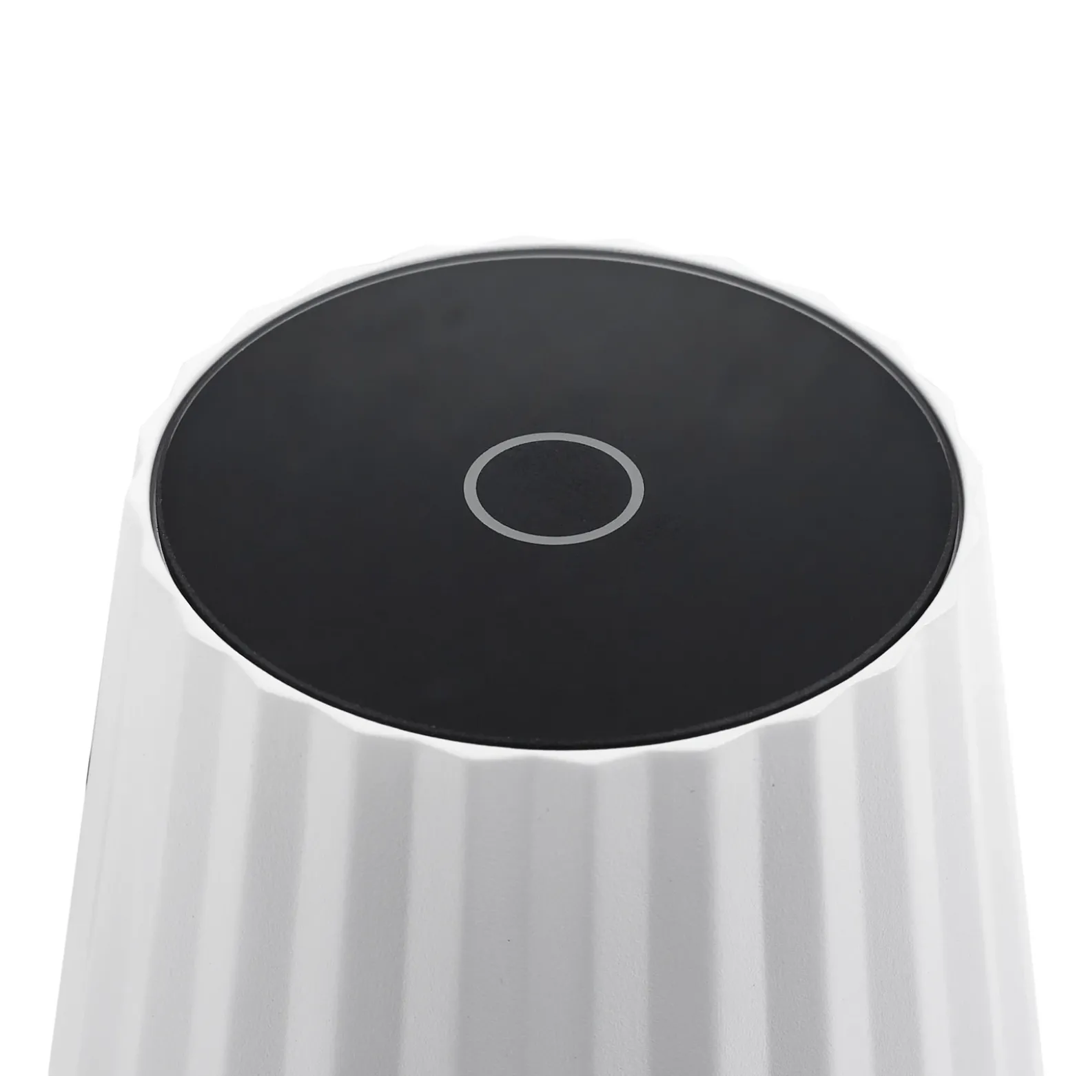Lámpara de mesa LED Lindby Esali, blanca, ranuras, 29 cm