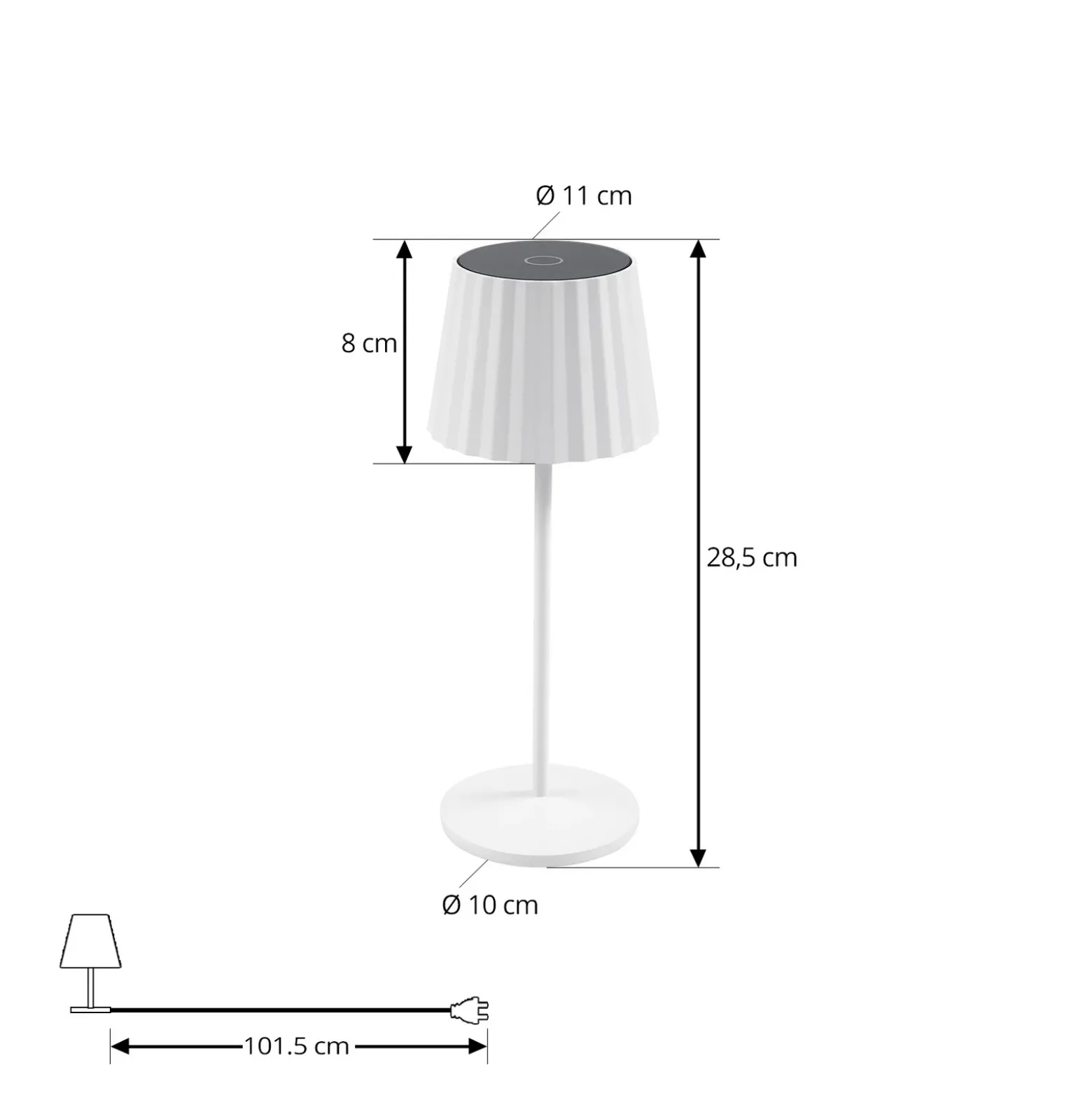 Lámpara de mesa LED Lindby Esali, blanca, ranuras, 29 cm