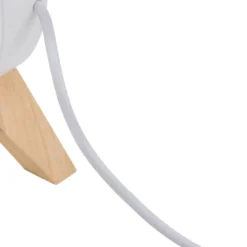 Lámpara de mesa LED Lindby Hirvi, blanca, madera, 31 cm, CCT, atenuable