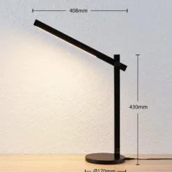 Lámpara de mesa LED Lindby Loretta, 43 cm, negra, CCT