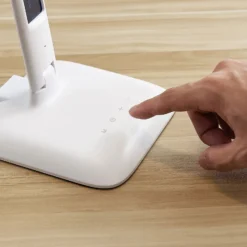 Lámpara de mesa LED Lindby Ludmilla, altura 34 cm, blanco, pantalla