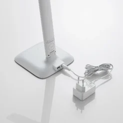 Lámpara de mesa LED Lindby Ludmilla, altura 34 cm, blanco, pantalla