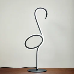 Lámpara de mesa LED Lindby Pajaro, 49cm, negro, aluminio, flamingo