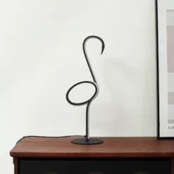Lámpara de mesa LED Lindby Pajaro, 49cm, negro, aluminio, flamingo