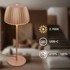 Lámpara de mesa LED Loca, marrón, altura 36 cm, metal/plástico