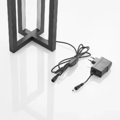 Lámpara de mesa LED Lucande Hylda, altura 42 cm, negro, aluminio
