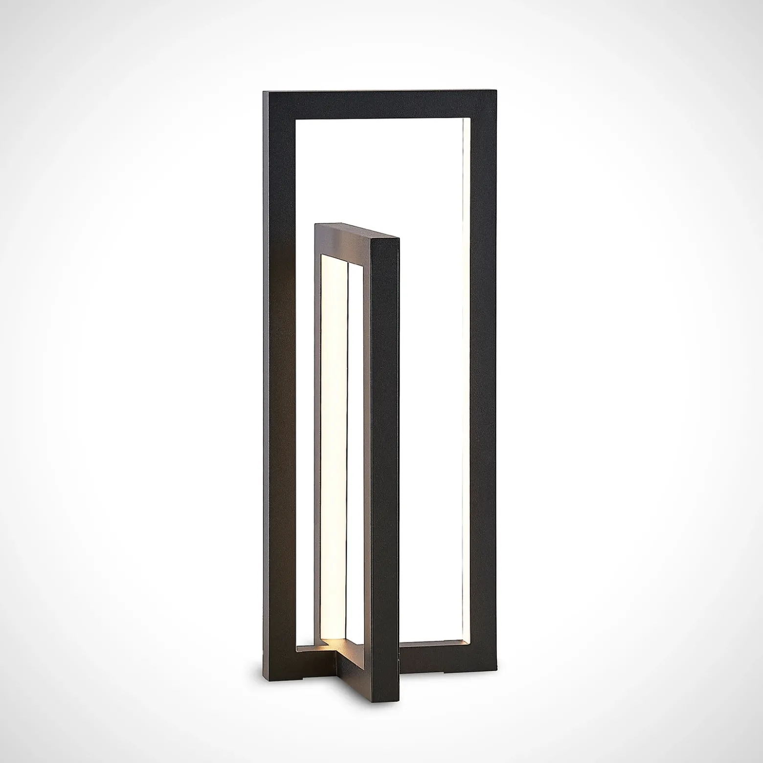 Lámpara de mesa LED Lucande Hylda, altura 42 cm, negro, aluminio