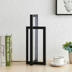 Lámpara de mesa LED Lucande Hylda, altura 42 cm, negro, aluminio
