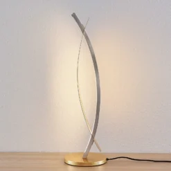 Lámpara de mesa LED Lucande Marija, dorada, atenuable, 62 cm
