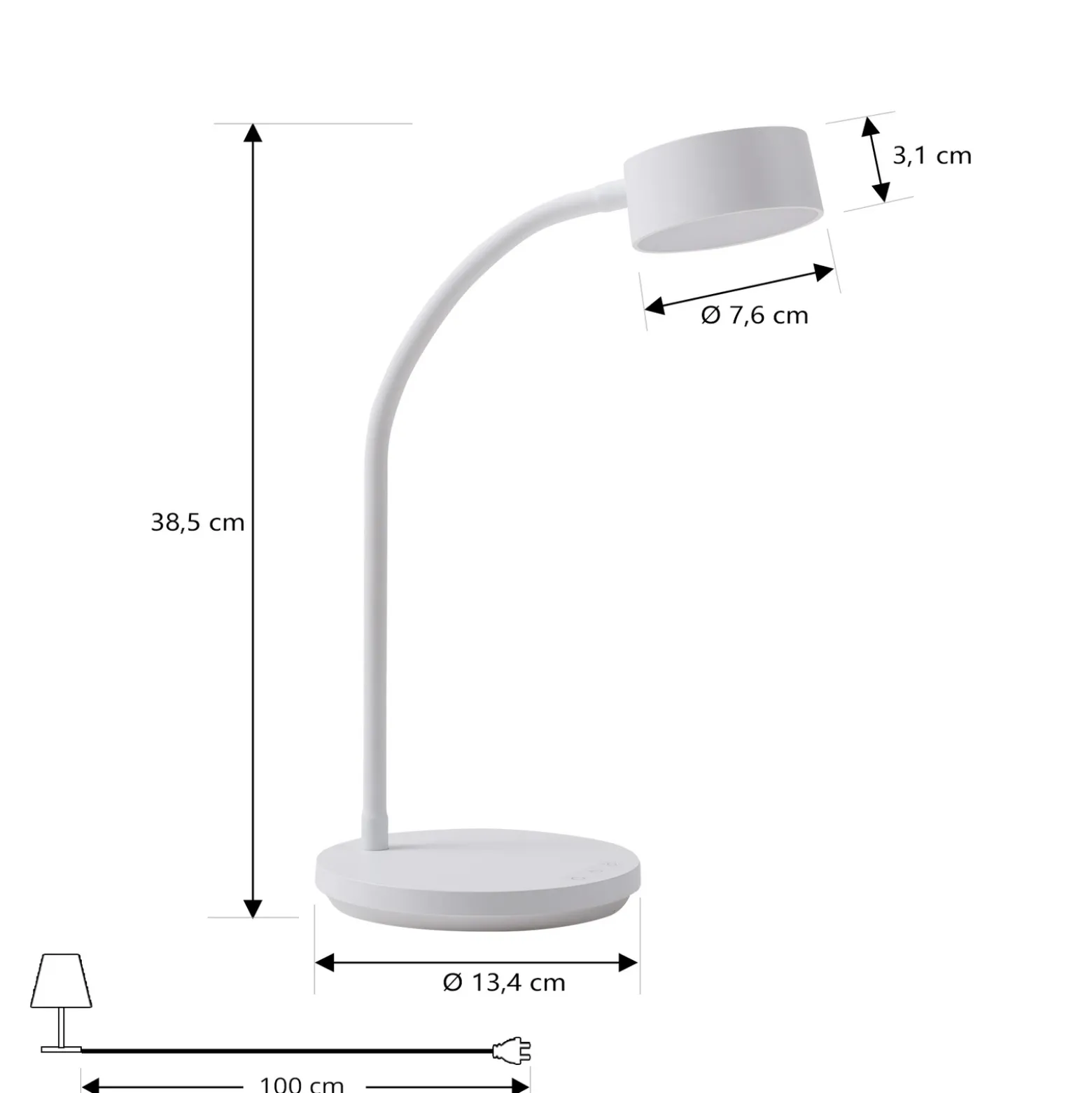 lámpara de mesa LED Maori de Lindby, blanca, metal, CCT, atenuable