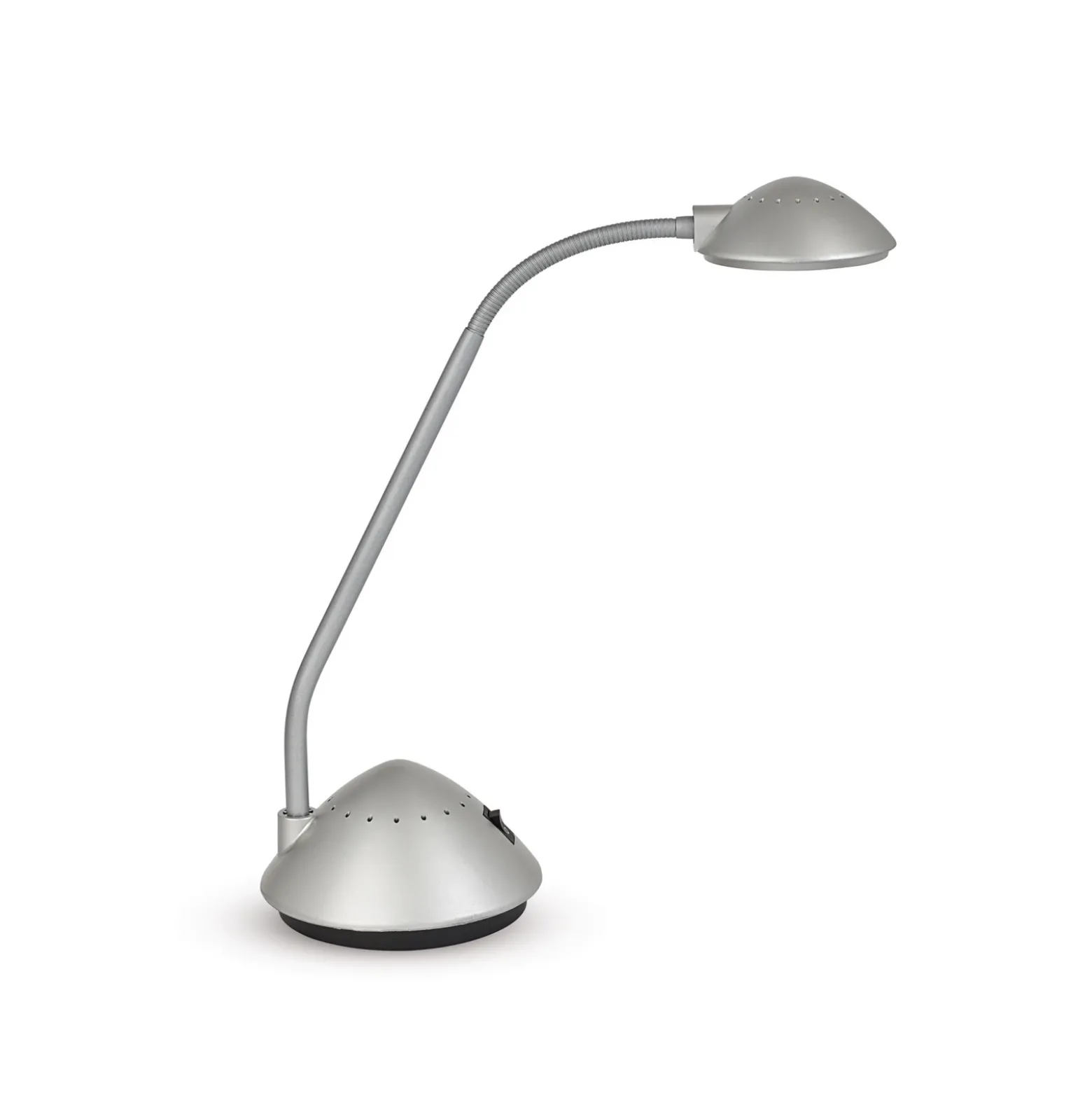 Lámpara de mesa LED MAULarc, plateada, altura 38 cm, flexible