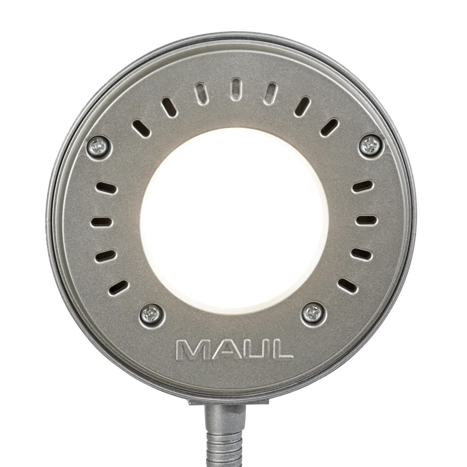 Lámpara de mesa LED MAULarc, plateada, altura 38 cm, flexible