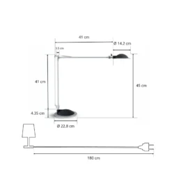Lámpara de mesa LED MAULbusiness, aluminio, altura 50 cm