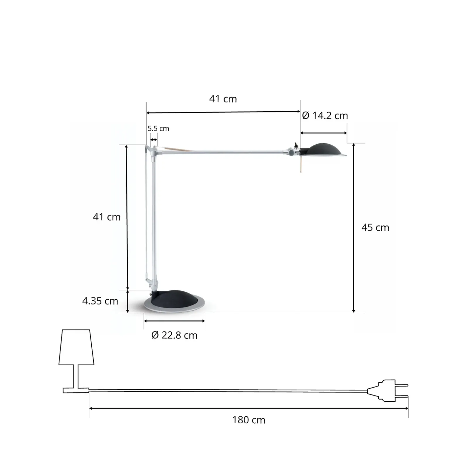 Lámpara de mesa LED MAULbusiness, aluminio, altura 50 cm