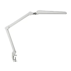 Lámpara de mesa LED MAULcraft, blanca, 52 cm, base con pinza, atenuable