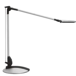 Lámpara de mesa LED MAULoptimus, plateada, pie, CCT atenuable