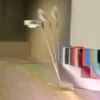 Lámpara de mesa LED Megatron Ottica con atenuador, titanio