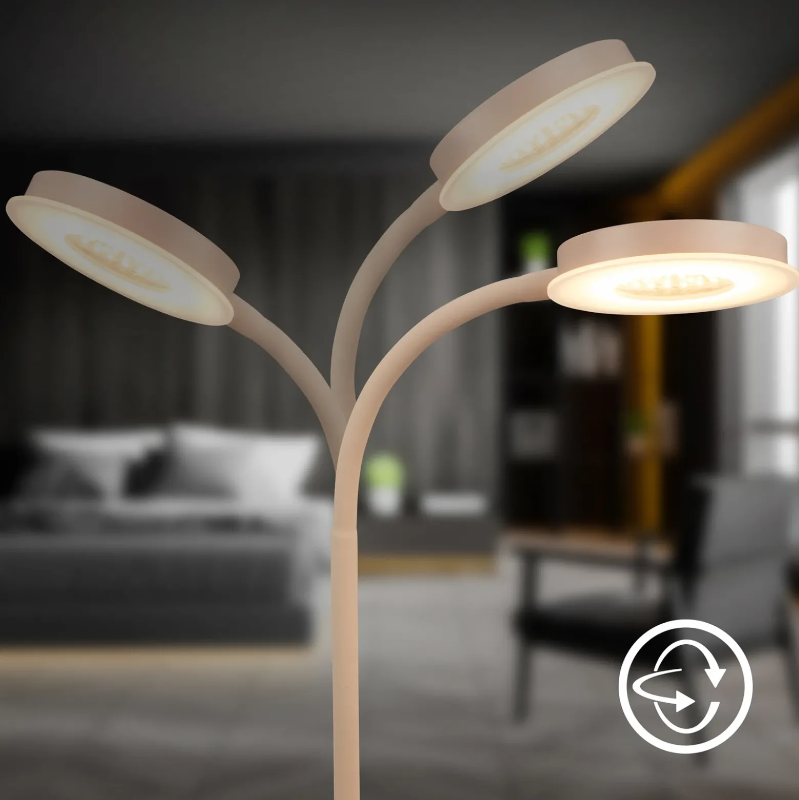 Lámpara de mesa LED Megg, beige, metal, atenuador, 3000 K