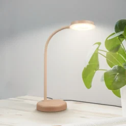 Lámpara de mesa LED Megg, beige, metal, atenuador, 3000 K