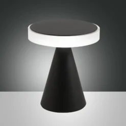 Lámpara de mesa LED Neutra, altura 20 cm, negra, regulador táctil