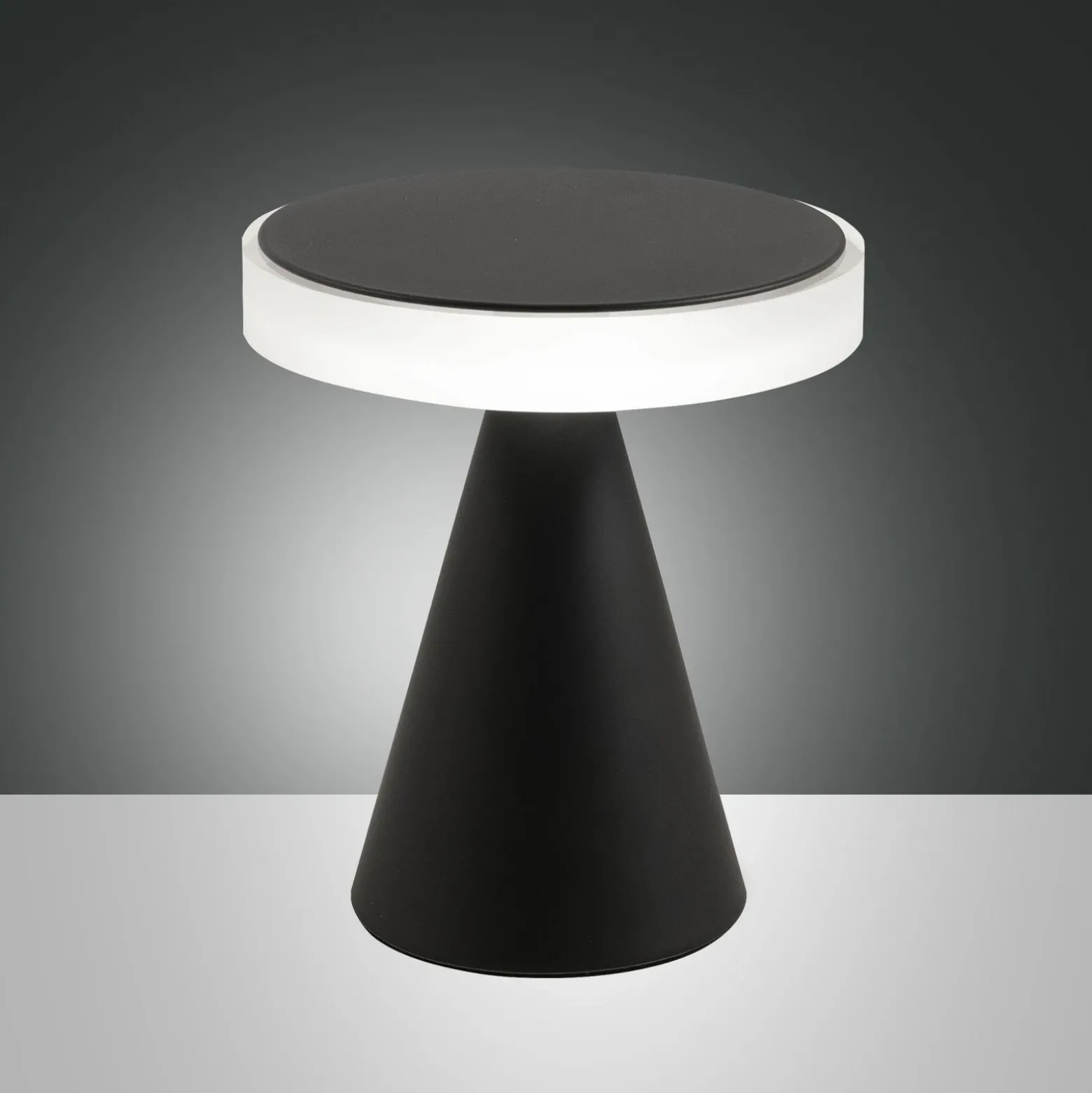 Lámpara de mesa LED Neutra, altura 20 cm, negra, regulador táctil