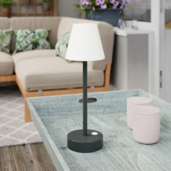 Lámpara de mesa LED Newgarden Lola Slim con batería, color antracita
