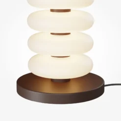 Lámpara de mesa LED Nuvem, marrón, cristal opalino, altura 55 cm