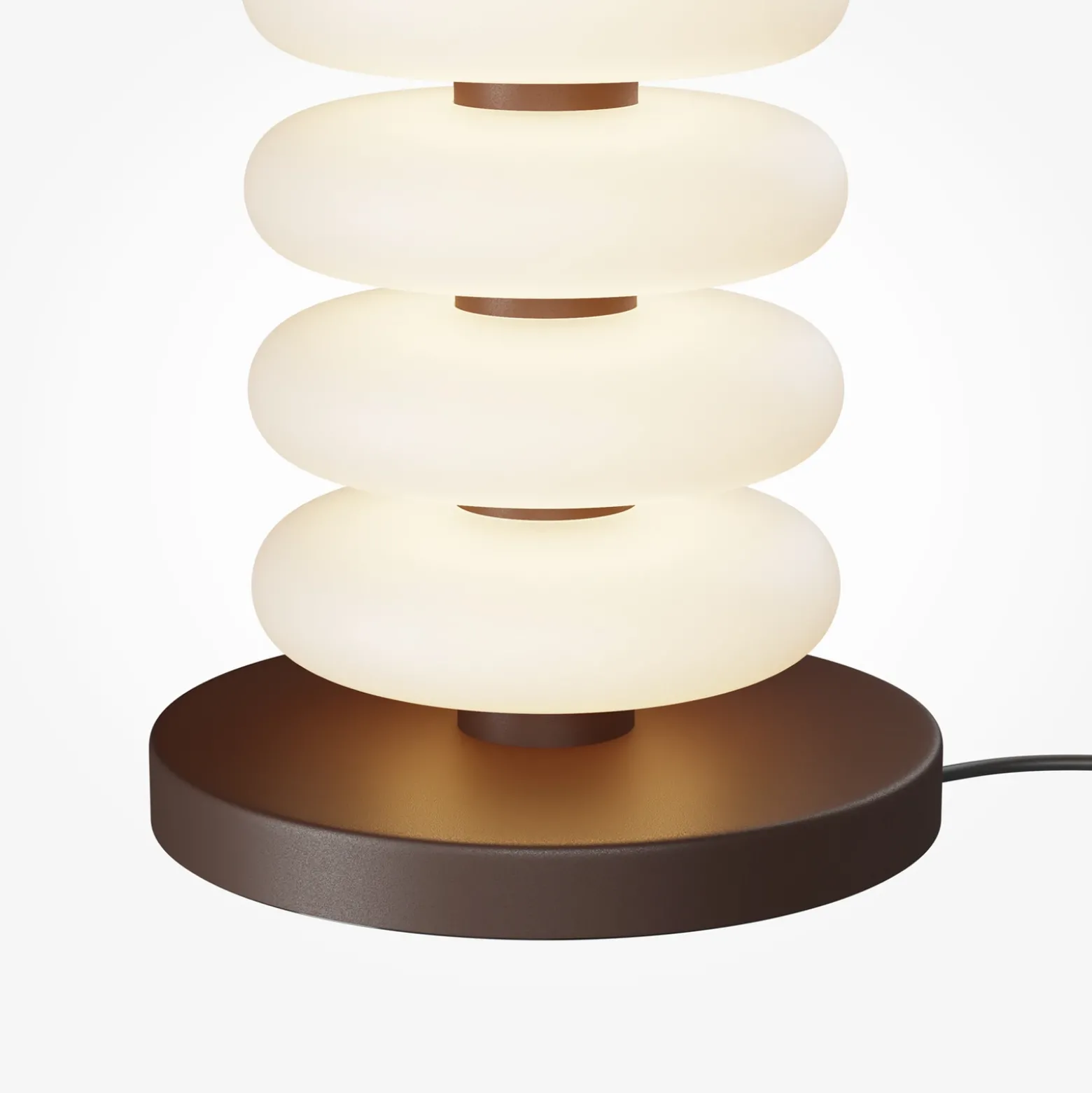 Lámpara de mesa LED Nuvem, marrón, cristal opalino, altura 55 cm