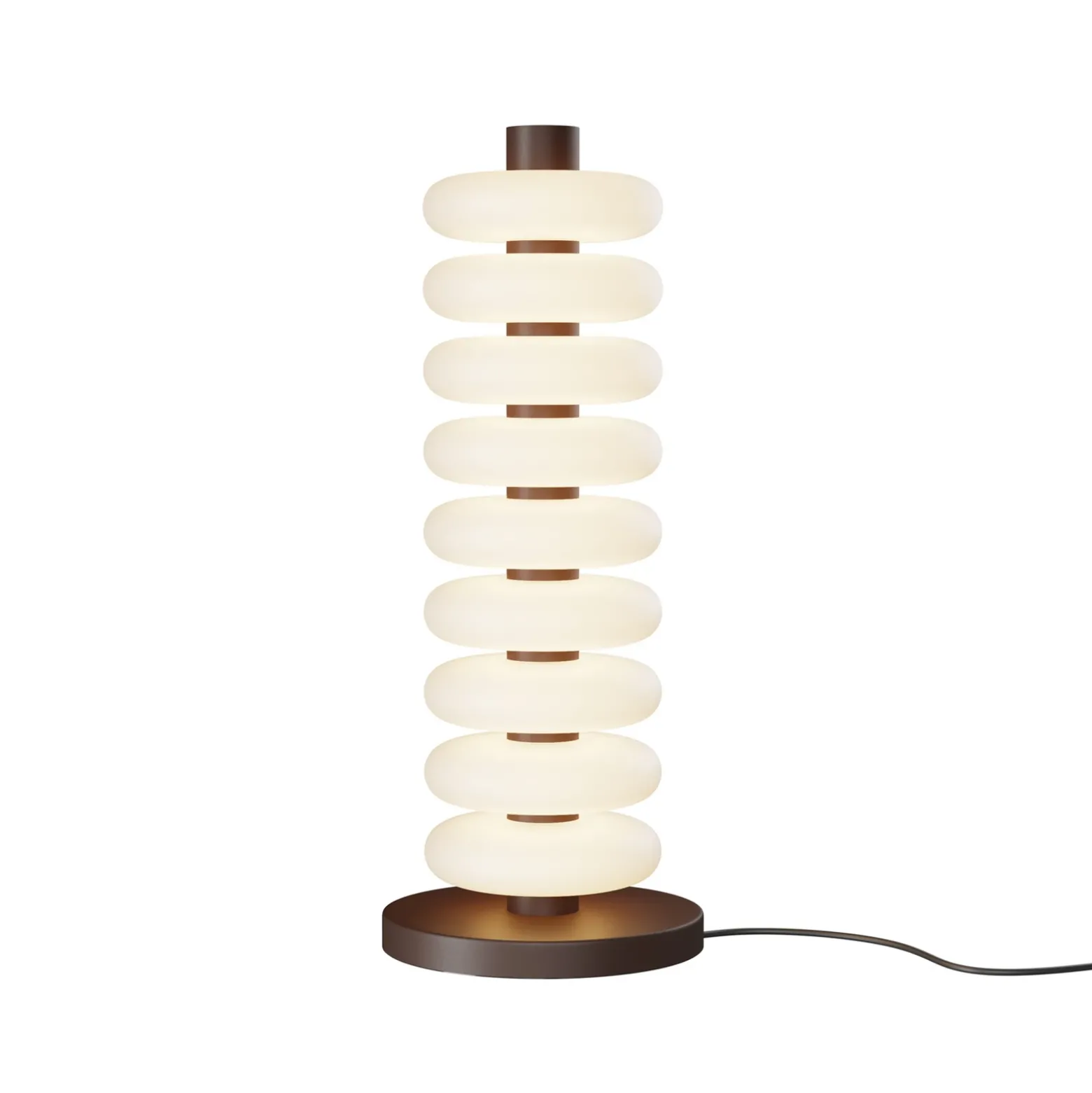 Lámpara de mesa LED Nuvem, marrón, cristal opalino, altura 55 cm