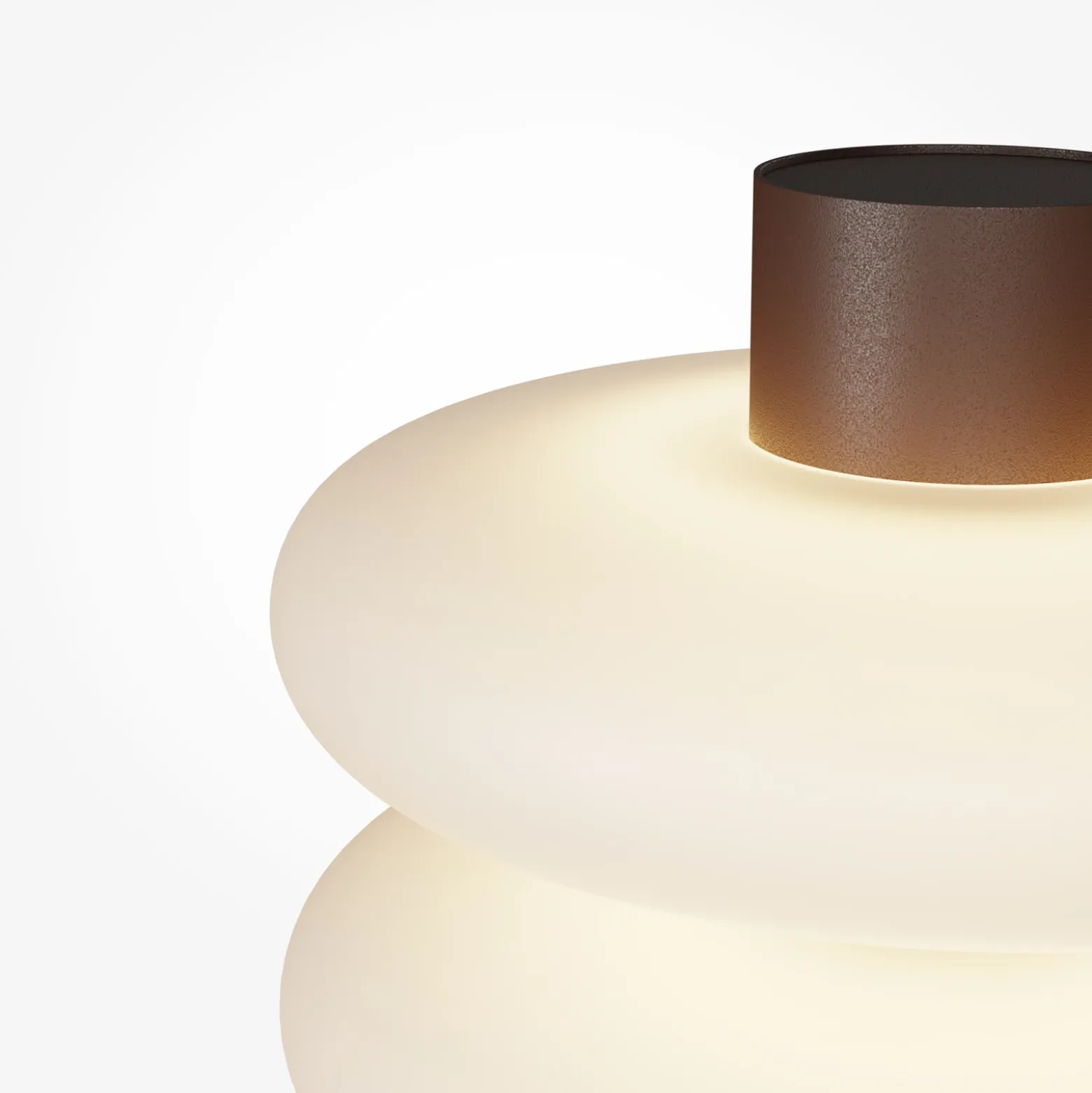 Lámpara de mesa LED Nuvem, marrón, cristal opalino, altura 55 cm