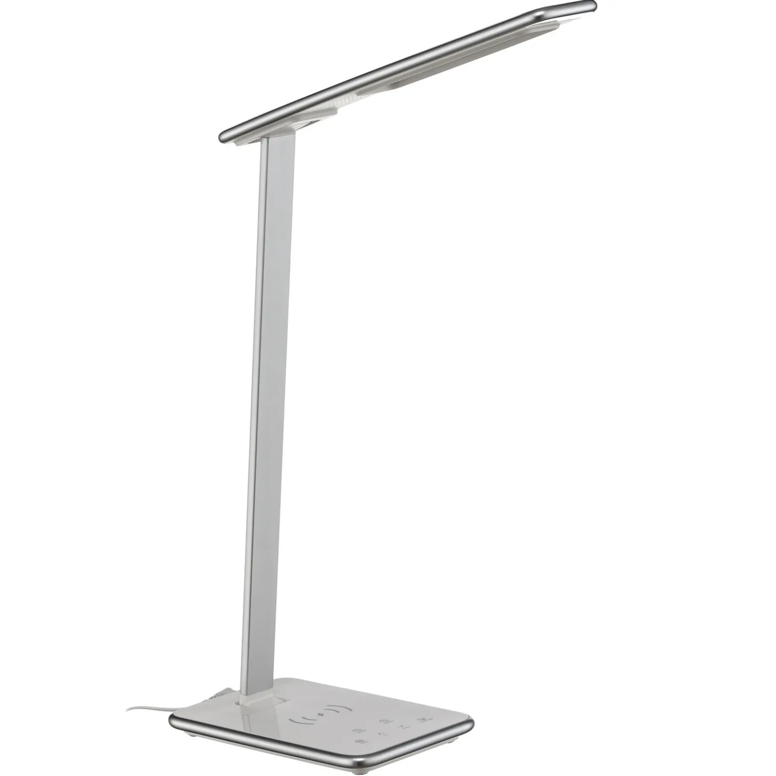 Lámpara de mesa LED Orbit con inducción plateada