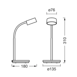 Lámpara de mesa LED OSRAM Office Line Cylinder negra CCT atenuable