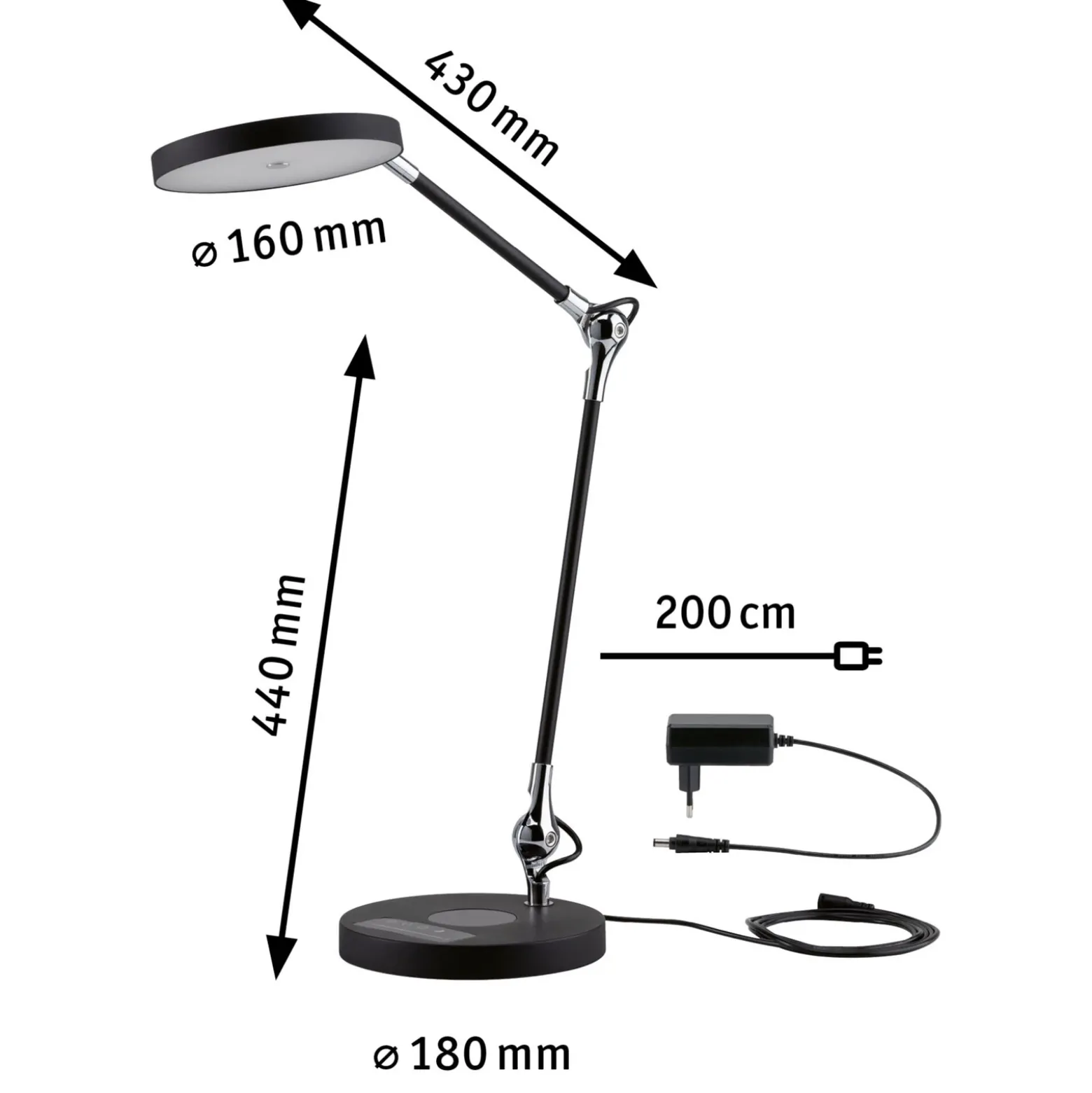 lámpara de mesa LED Paulmann Numis con función de carga, color negro