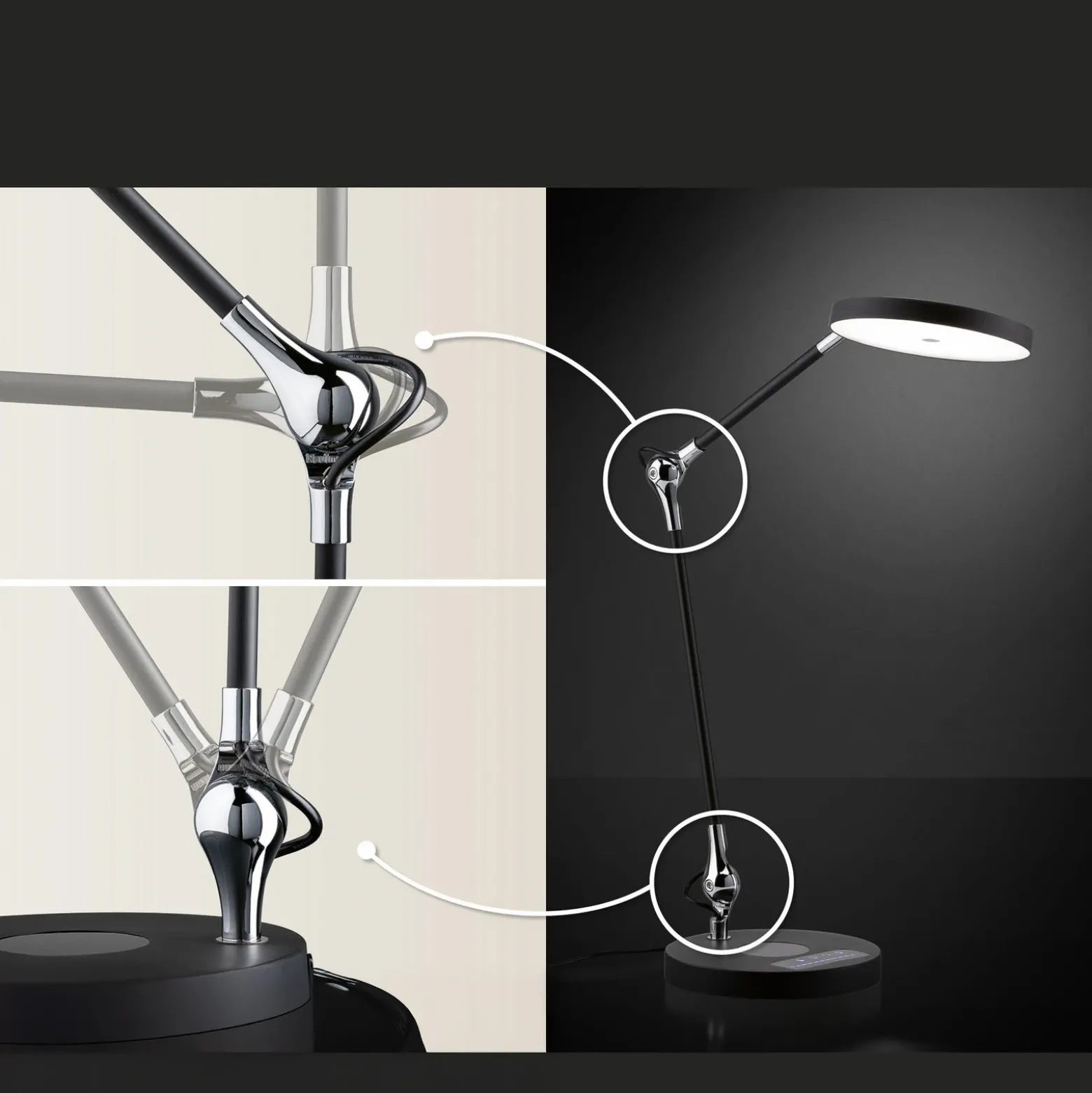 lámpara de mesa LED Paulmann Numis, negra, atenuable, CCT