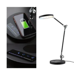 lámpara de mesa LED Paulmann Numis con función de carga, color negro