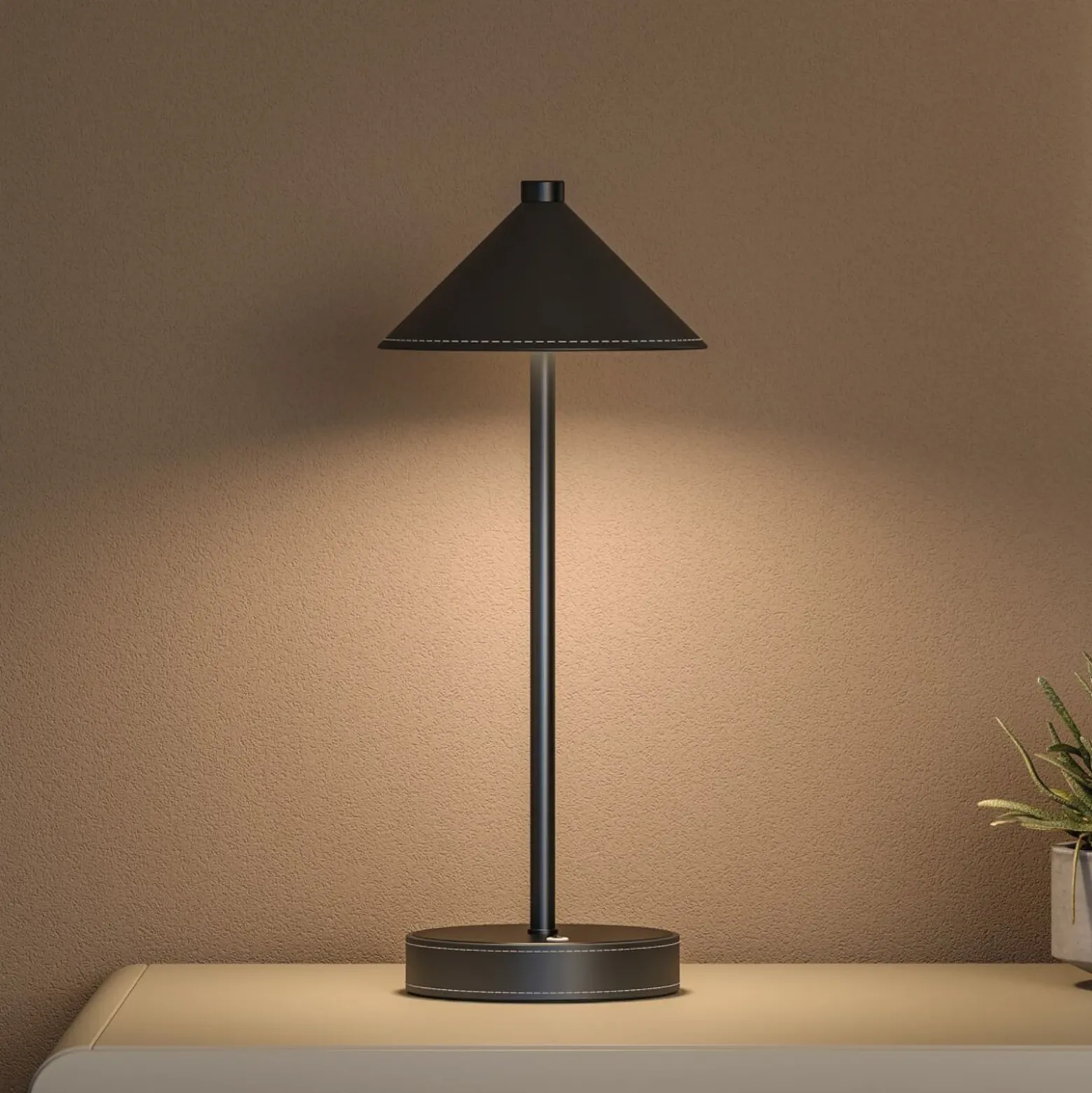 lámpara de mesa LED Pellini de Paulmann, negra, down, CCT