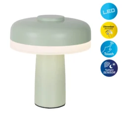 Lámpara de mesa LED Pilu, menta, altura 16,5 cm metal touchdim