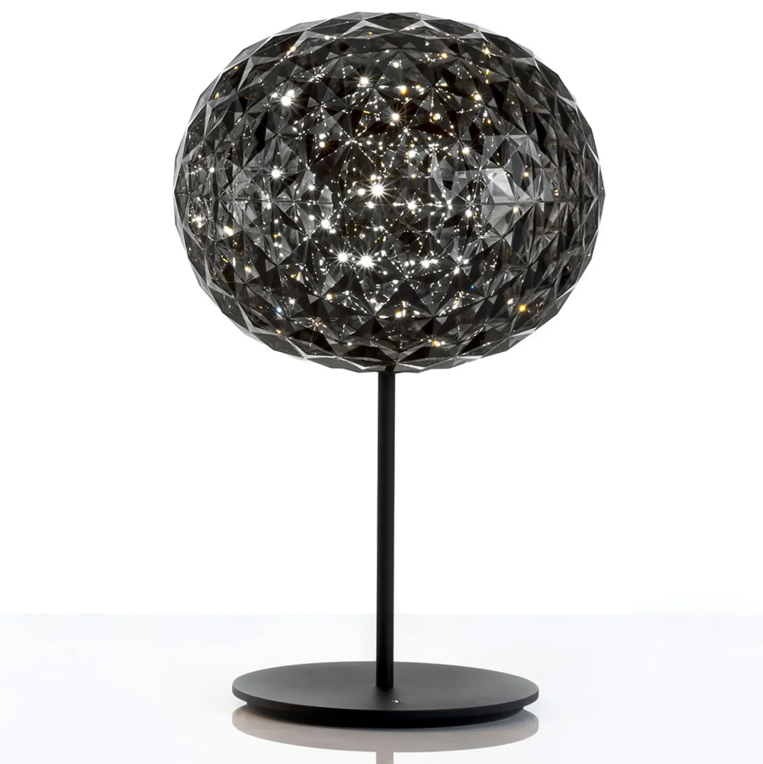 Lámpara de mesa LED Planet, atenuador, ahumado