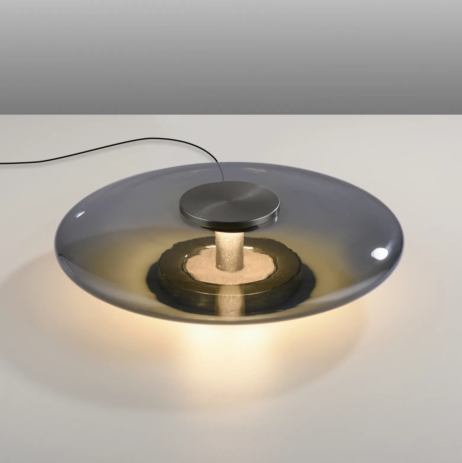 Lámpara de mesa LED PURE Vitrum, gris, cristal/aluminio, regulador táctil