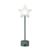 Lámpara de mesa LED recargable Blizz, verde, 40 cm, con forma de estrella,