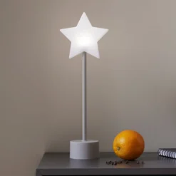 Lámpara de mesa LED recargable Blizz, gris, 40 cm, forma de estrella, atenuable