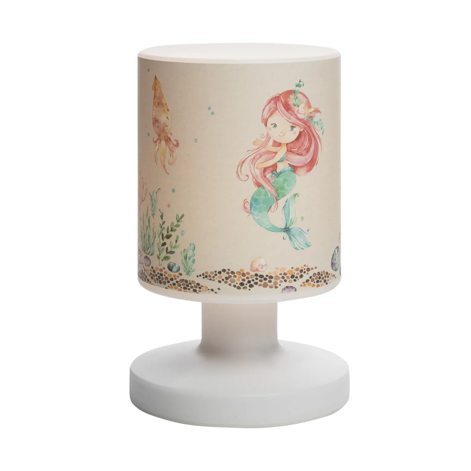 Lámpara de mesa LED recargable Mara sirena, colorida, 21 cm